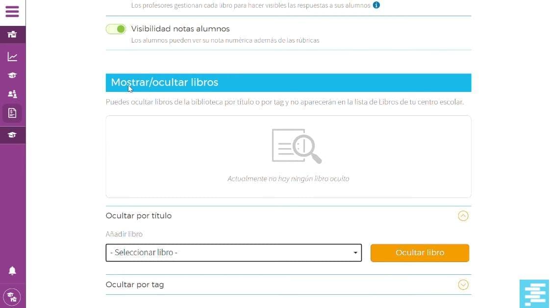 Imagen del recurso de Administración de contenido: Ocultar libros en la biblioteca